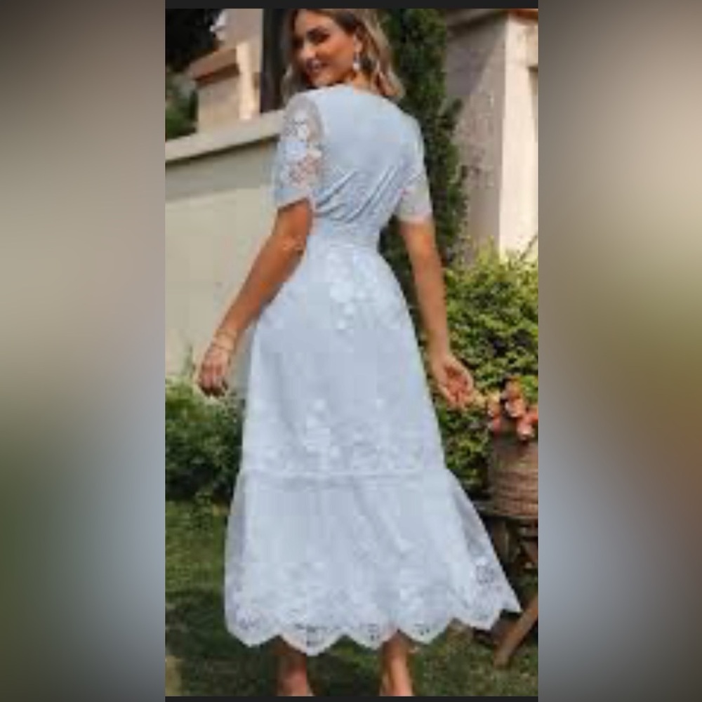 Simplee Light Blue Lace Dress